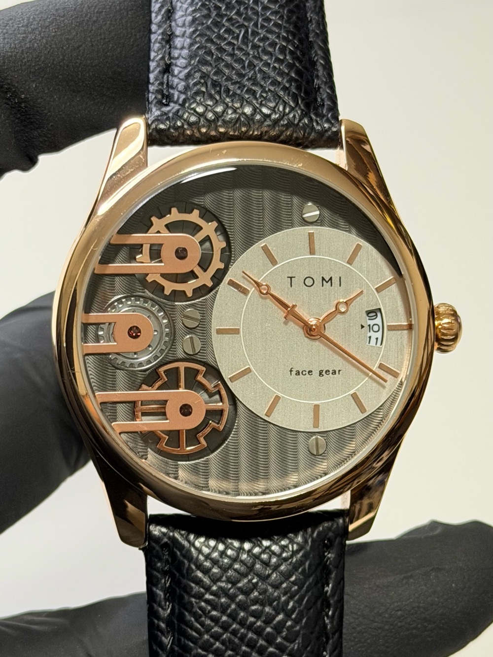 Tomi Face Gear T-106 Date Rose Gold 43mm Men’s Watch